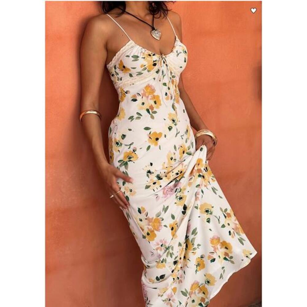 Princess Polly white yellow floral maxi dress